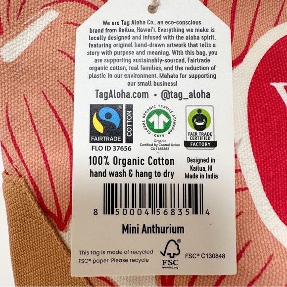 Whole Foods Hawai‘i Tag Aloha Organic Canvas Mini Tote NWT - Picture 6 of 6